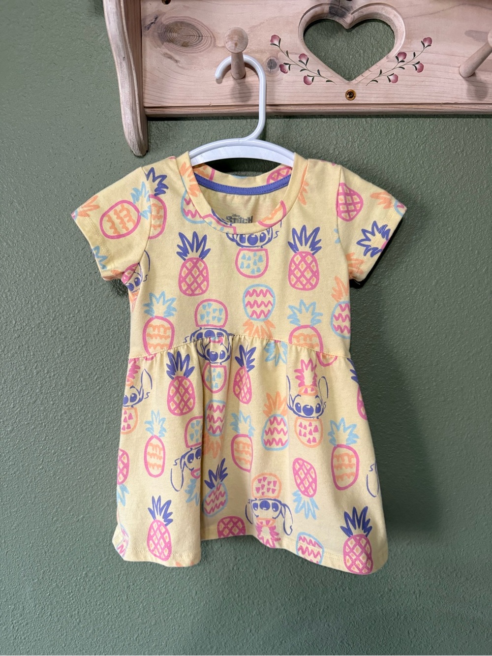 Girls' Yellow Stitch Pineapple Print Dress